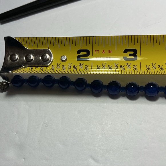 Vintage Czech Blue Peking Lapis Glass Bead Necklace Graduated - Picture 7 of 8